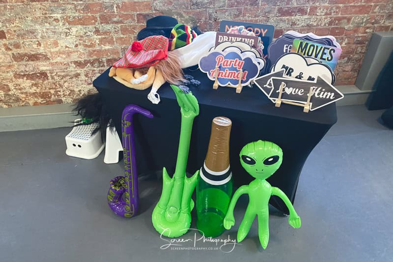 wedding photo booth party signs hats props